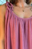 Made in Italy Paulo Pillow Cotton Tie Shoulder Maxi Dress Indian Pink